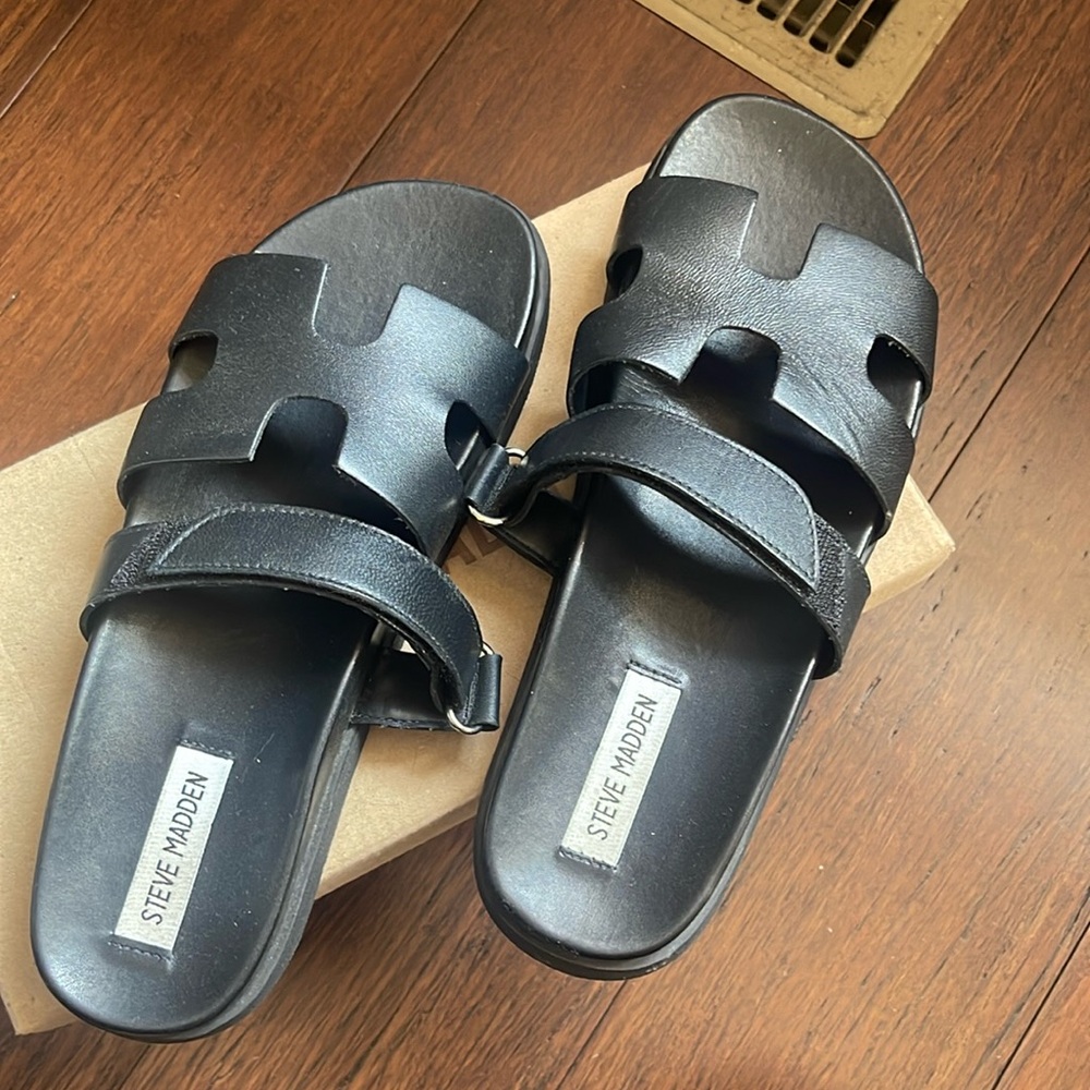 Steve Madden Mayven Sandals Black Leather